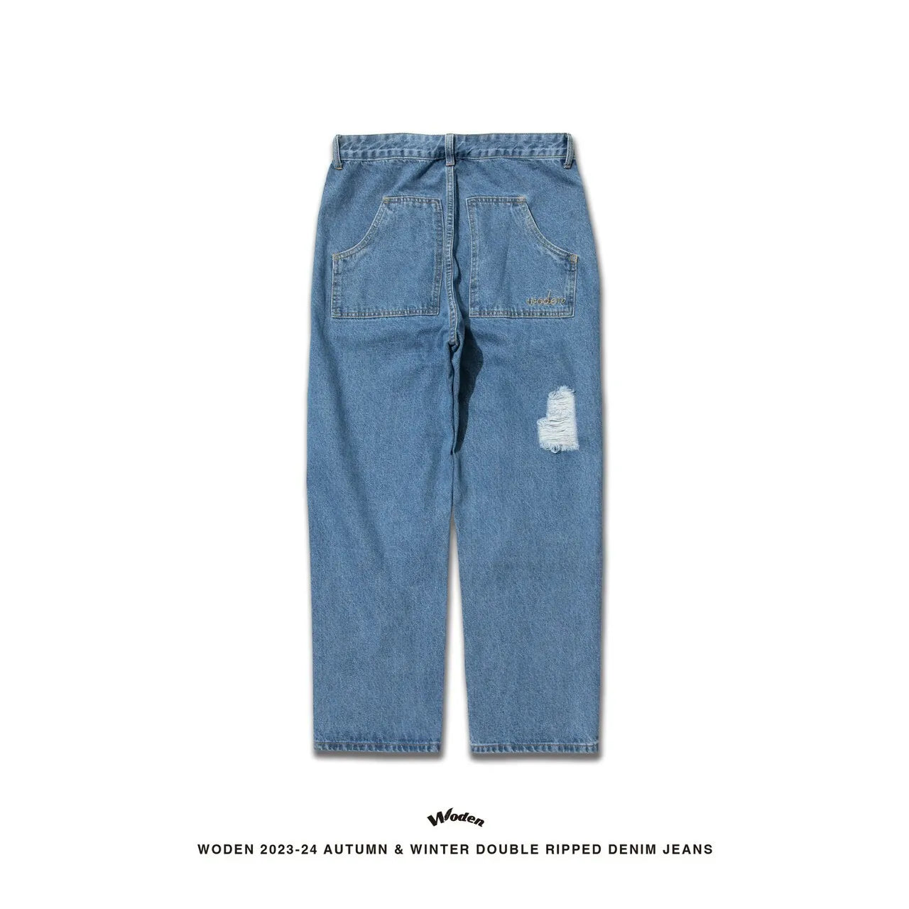 WODEN 2023-24 Autumn & Winter Double Ripped Denim Jeans
