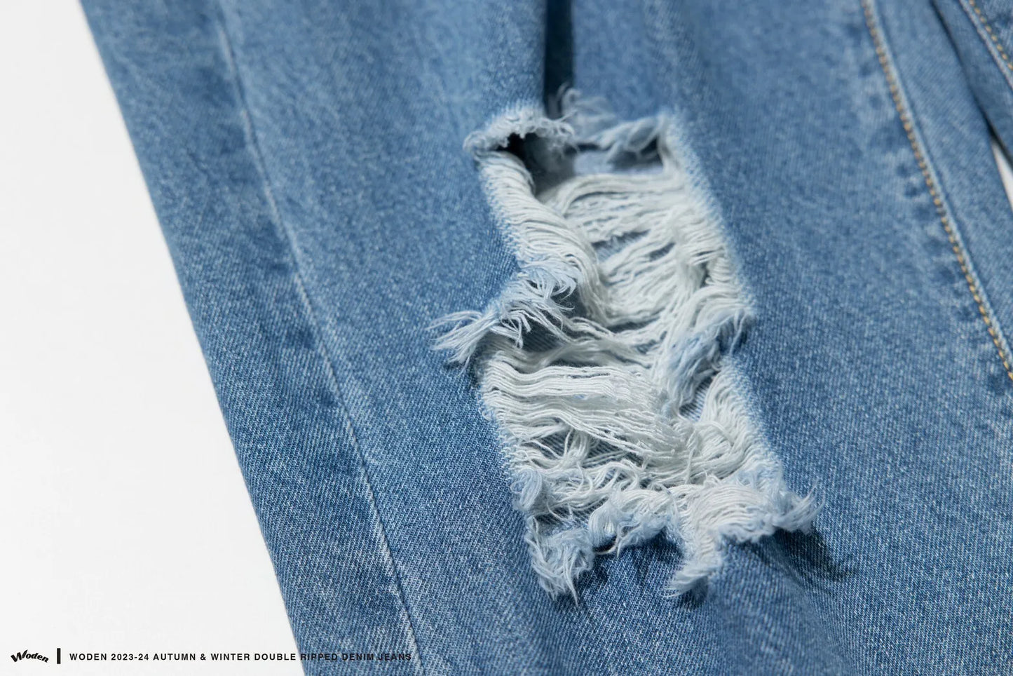 WODEN 2023-24 Autumn & Winter Double Ripped Denim Jeans