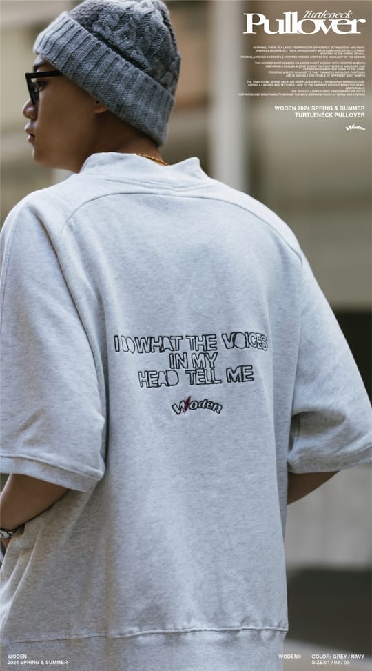 WODEN 2024 Spring & Summer 001 Turtleneck Pullover 灰色款