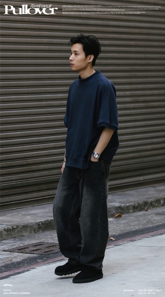 WODEN 2024 Spring & Summer 001 Turtleneck Pullover 海軍藍款