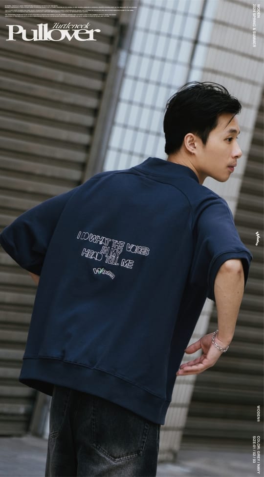 WODEN 2024 Spring & Summer 001 Turtleneck Pullover 海軍藍款