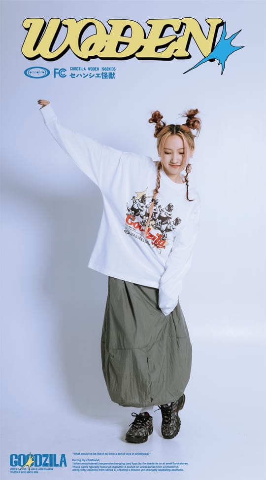 WODEN X Goodzila 033 Hand Painted L/S tee 白色