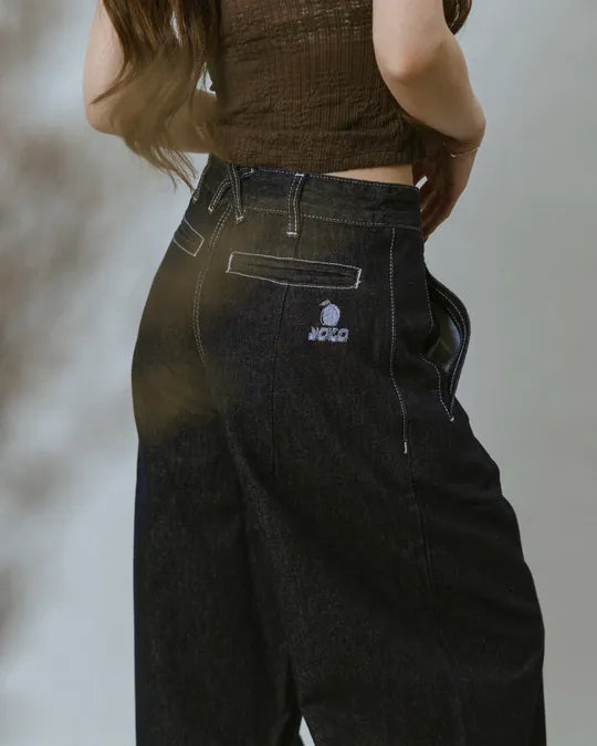 YOKO 翻折牛仔寬褲