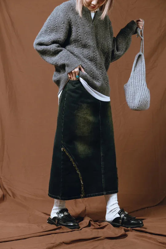 YOKO 抽鬚刷色窄裙