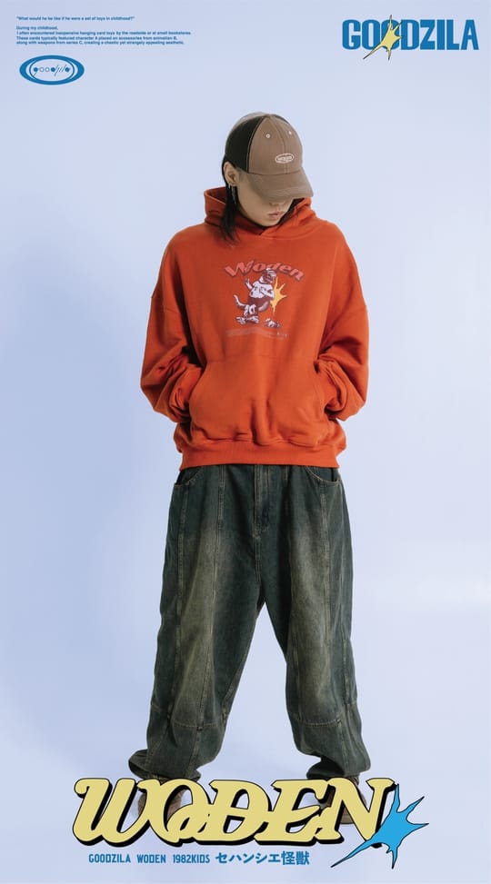 WODEN X Goodzila 032 Hand Painted Hoodie 橘色
