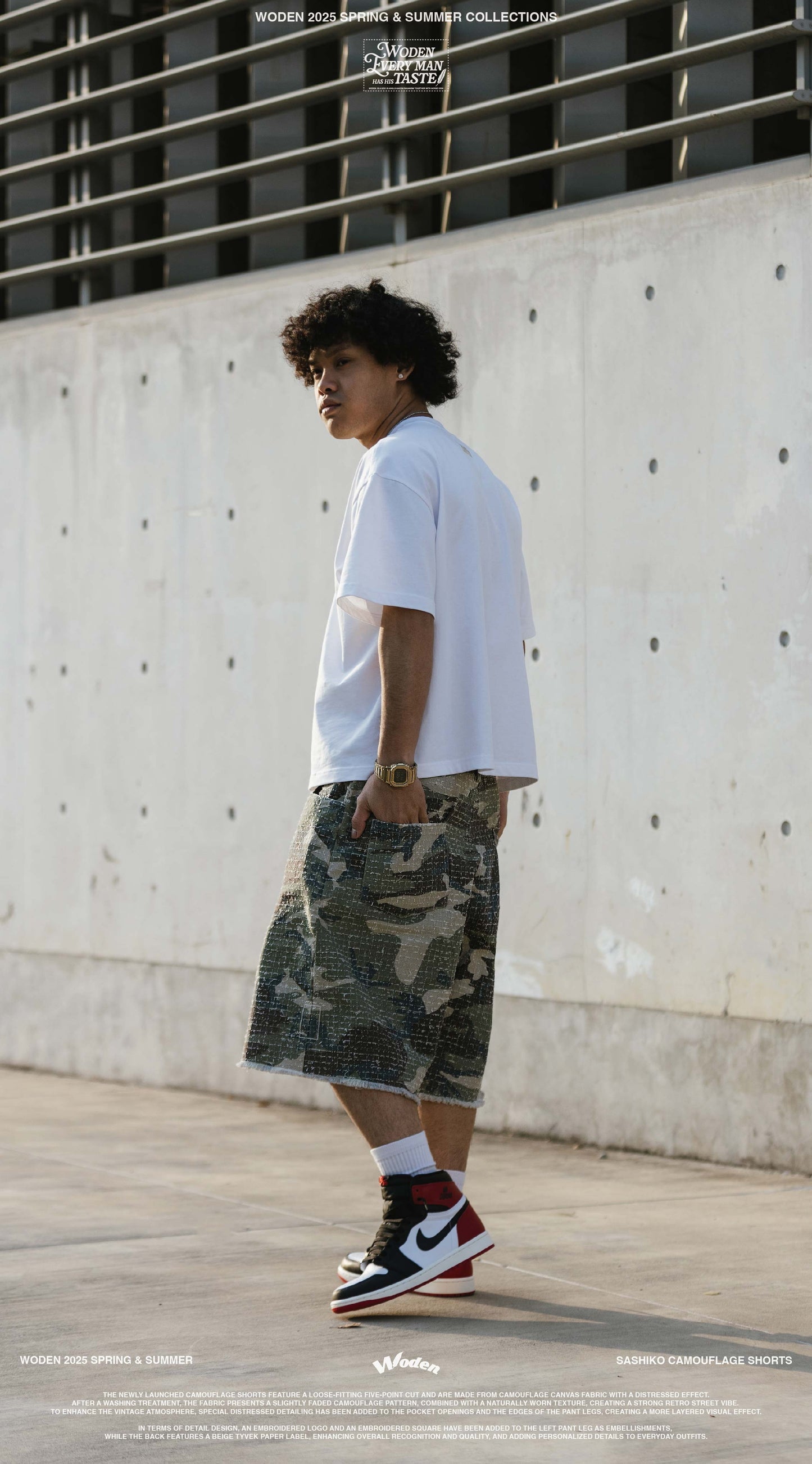 WODEN 2025 Spring & Summer 031 Sashiko Camouflage Shorts