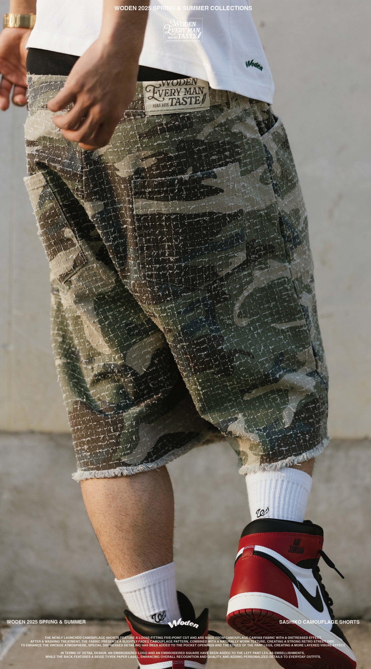 WODEN 2025 Spring & Summer 031 Sashiko Camouflage Shorts