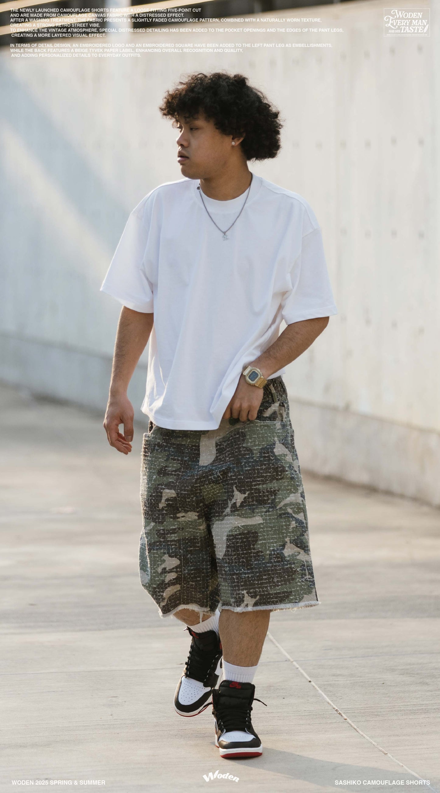 WODEN 2025 Spring & Summer 031 Sashiko Camouflage Shorts