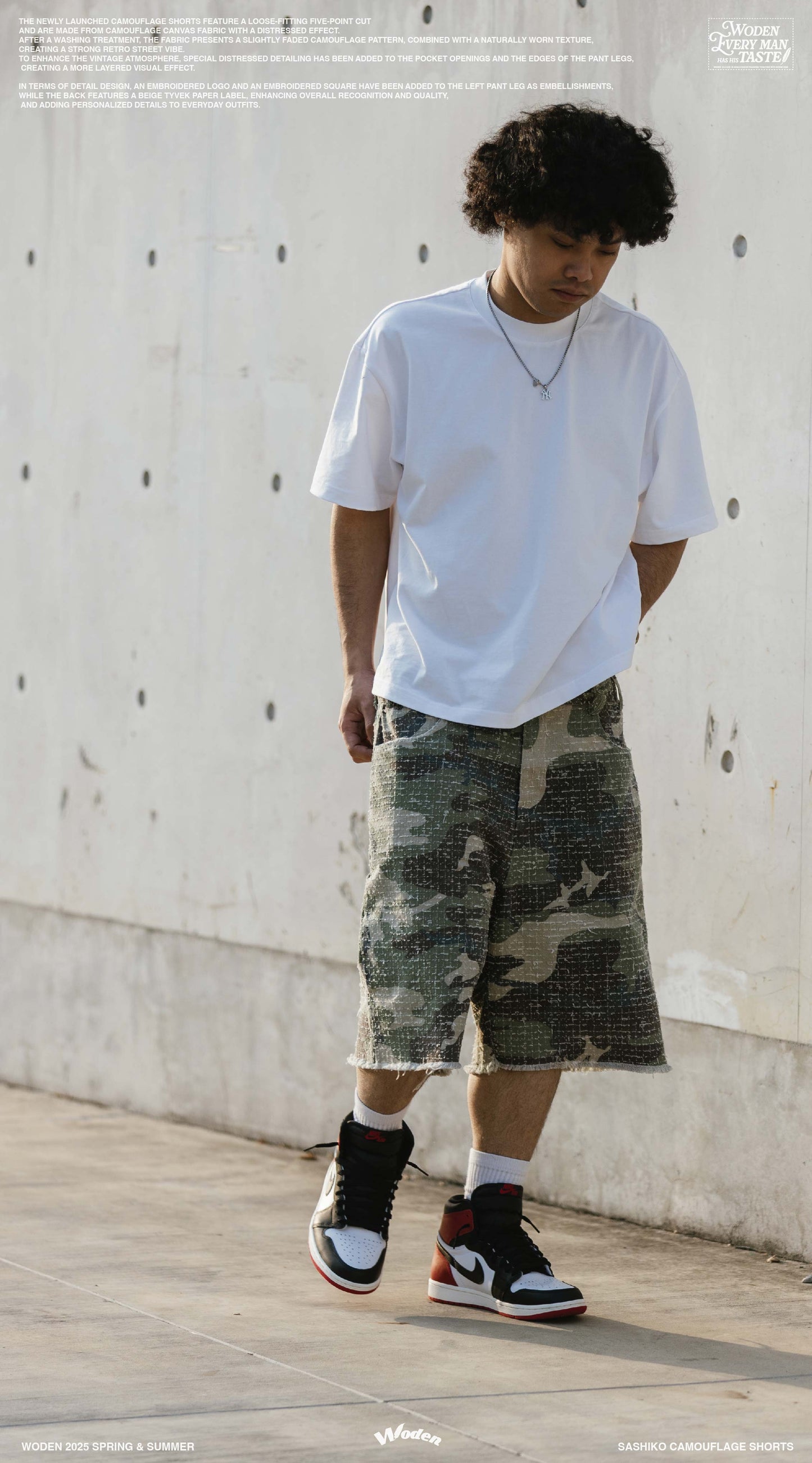 WODEN 2025 Spring & Summer 031 Sashiko Camouflage Shorts