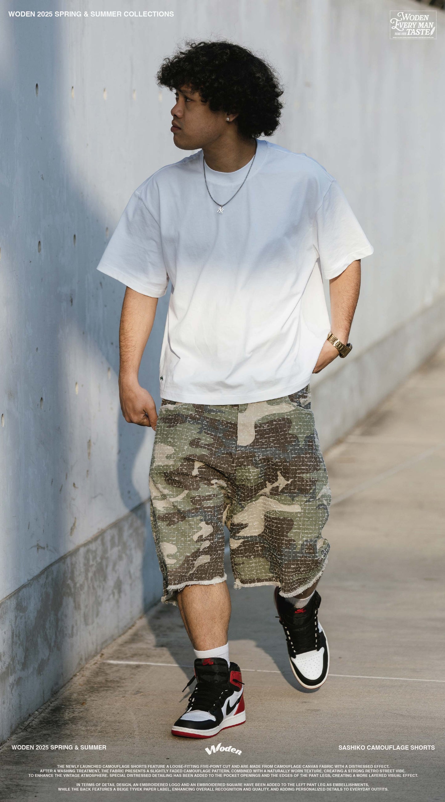 WODEN 2025 Spring & Summer 031 Sashiko Camouflage Shorts