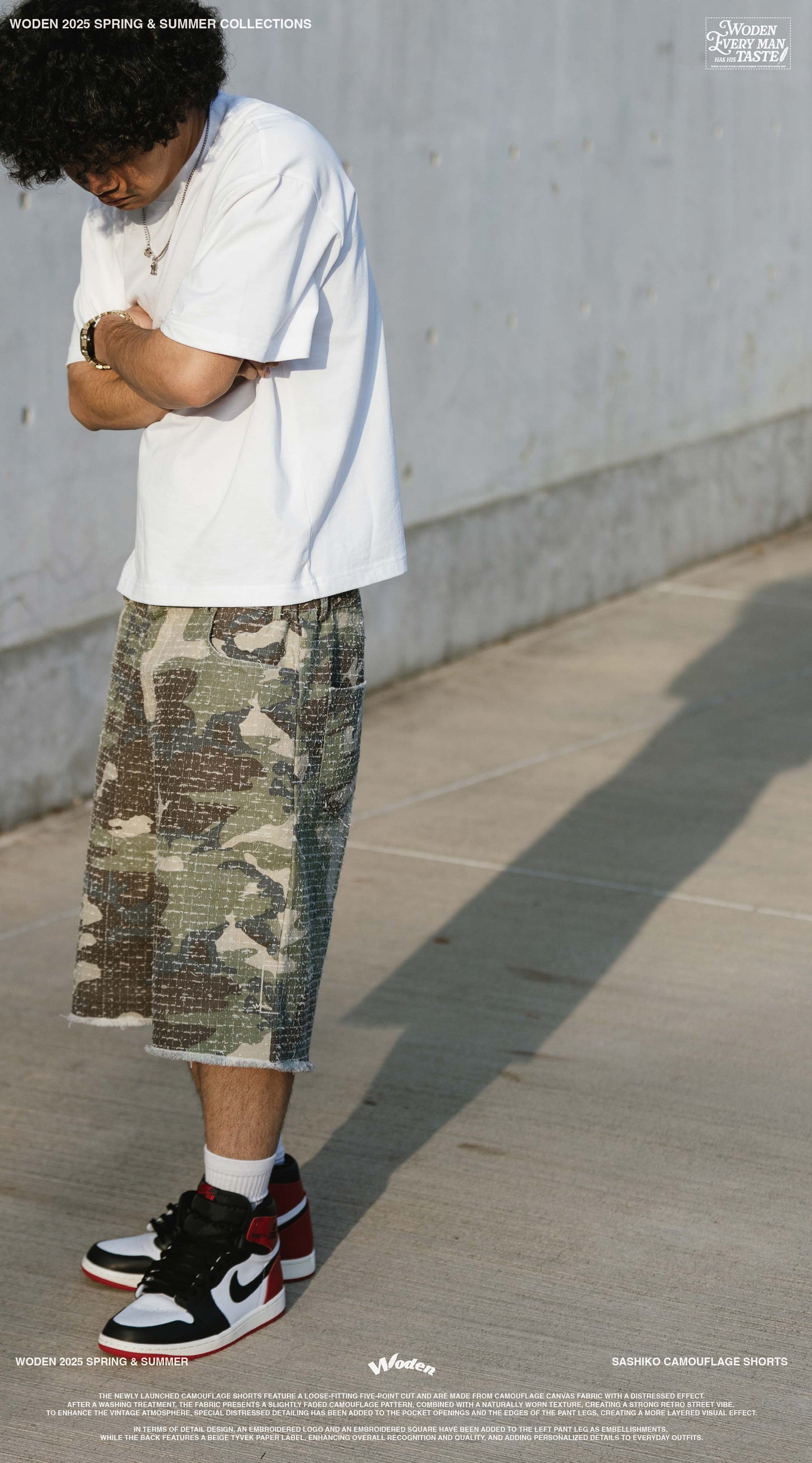 WODEN 2025 Spring & Summer 031 Sashiko Camouflage Shorts
