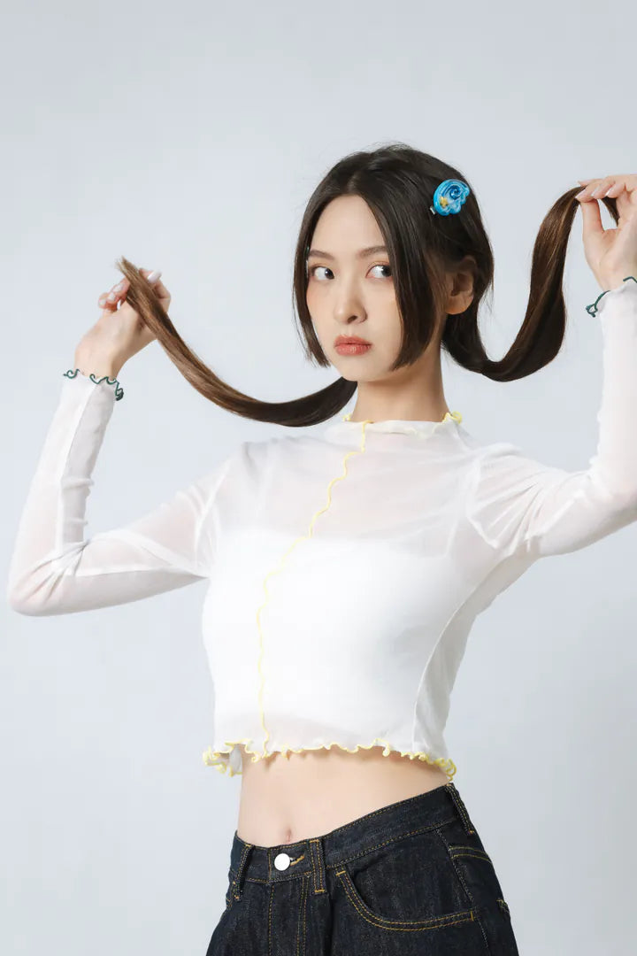 YOKO 深藍牛仔膝下褲