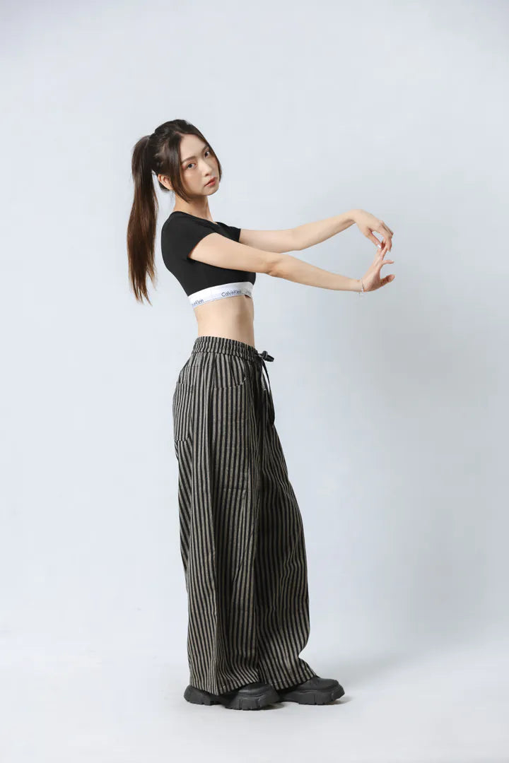YOKO 寬鬆條紋長褲