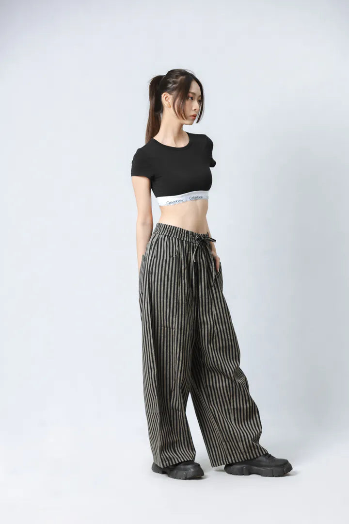 YOKO 寬鬆條紋長褲
