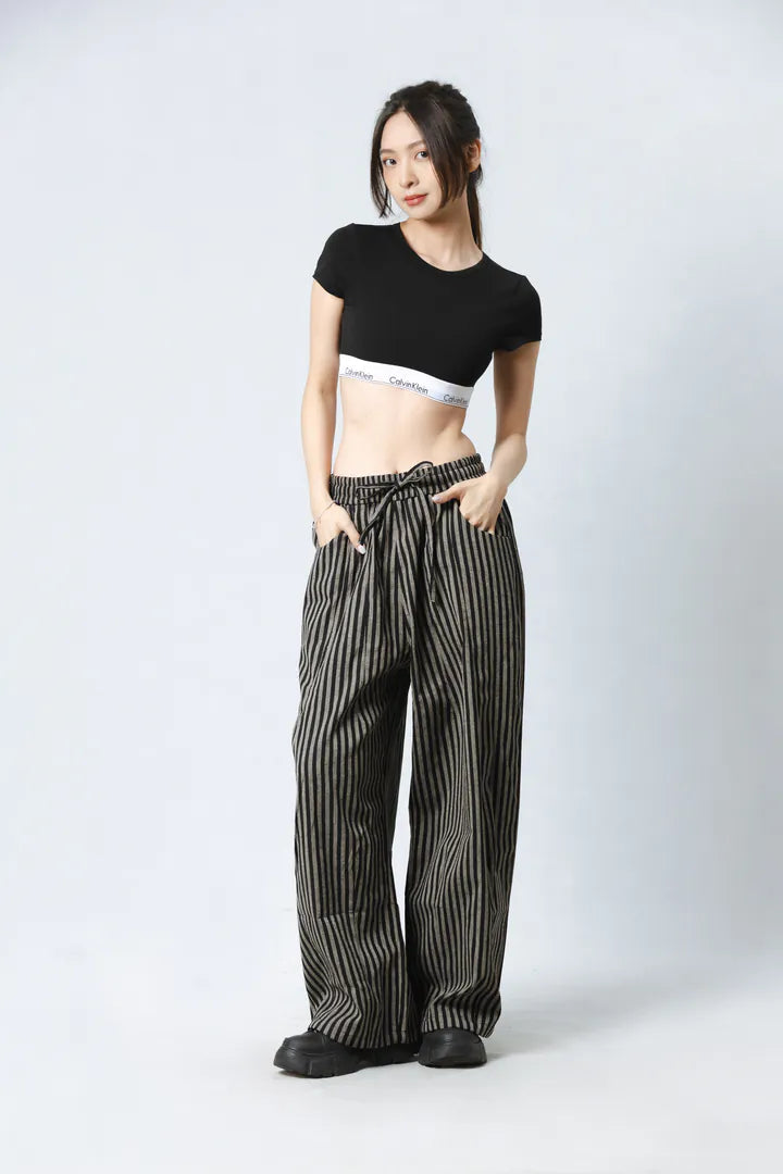 YOKO 寬鬆條紋長褲