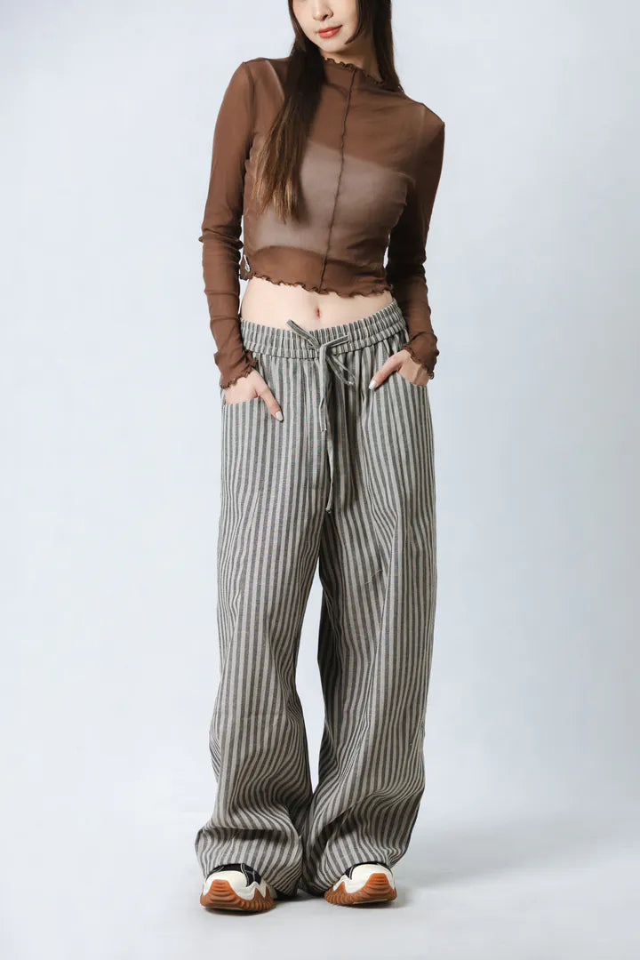 YOKO 寬鬆條紋長褲
