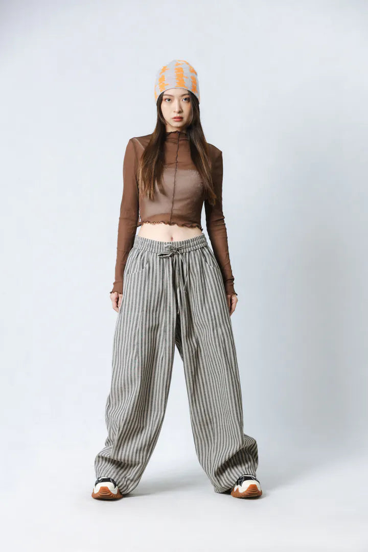 YOKO 寬鬆條紋長褲