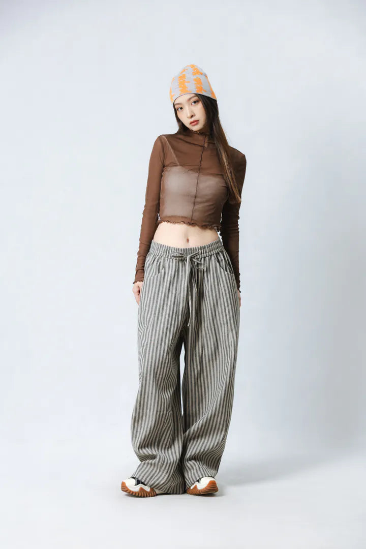 YOKO 寬鬆條紋長褲