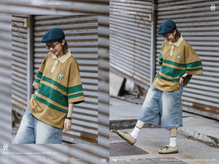 WODEN 2025 Spring & Summer 037 Patchwork POLO Shirt