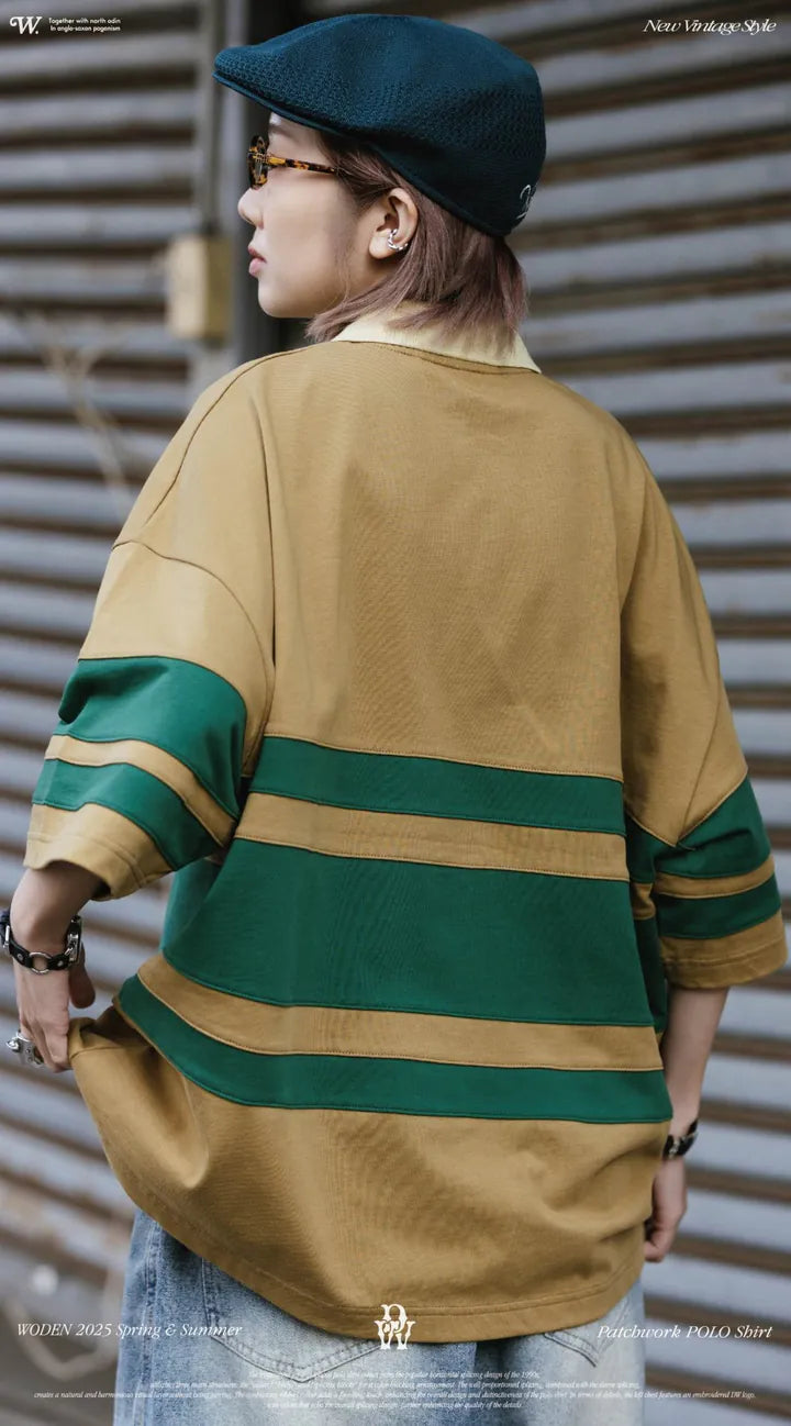 WODEN 2025 Spring & Summer 037 Patchwork POLO Shirt
