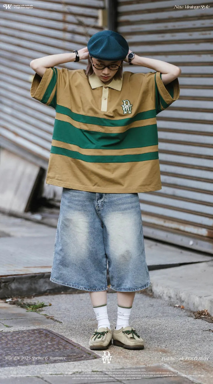 WODEN 2025 Spring & Summer 037 Patchwork POLO Shirt
