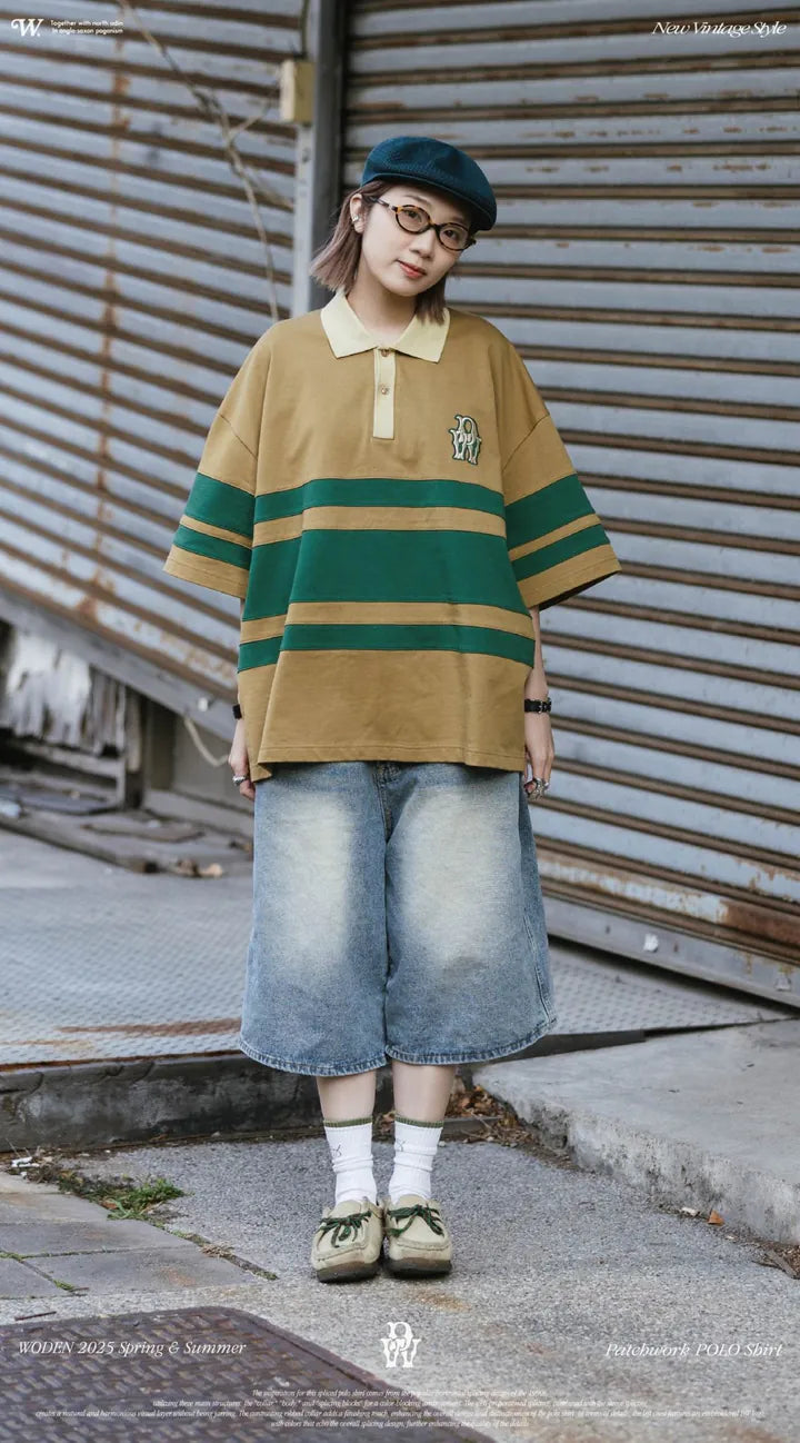 WODEN 2025 Spring & Summer 037 Patchwork POLO Shirt