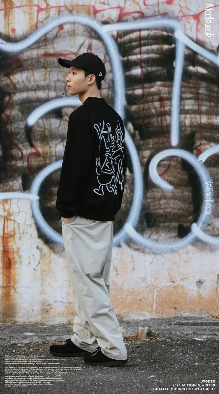 WODEN 2023 Autumn & Winter Graffiti Mockneck Sweatshirt