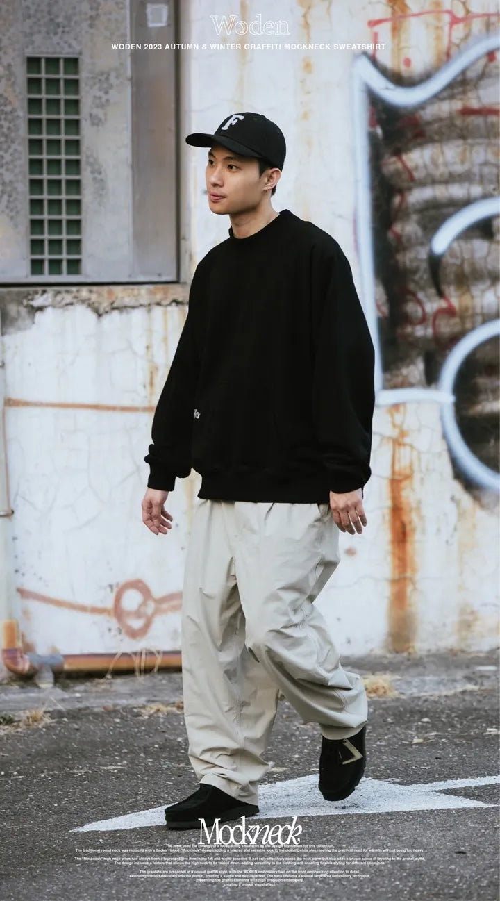 WODEN 2023 Autumn & Winter Graffiti Mockneck Sweatshirt