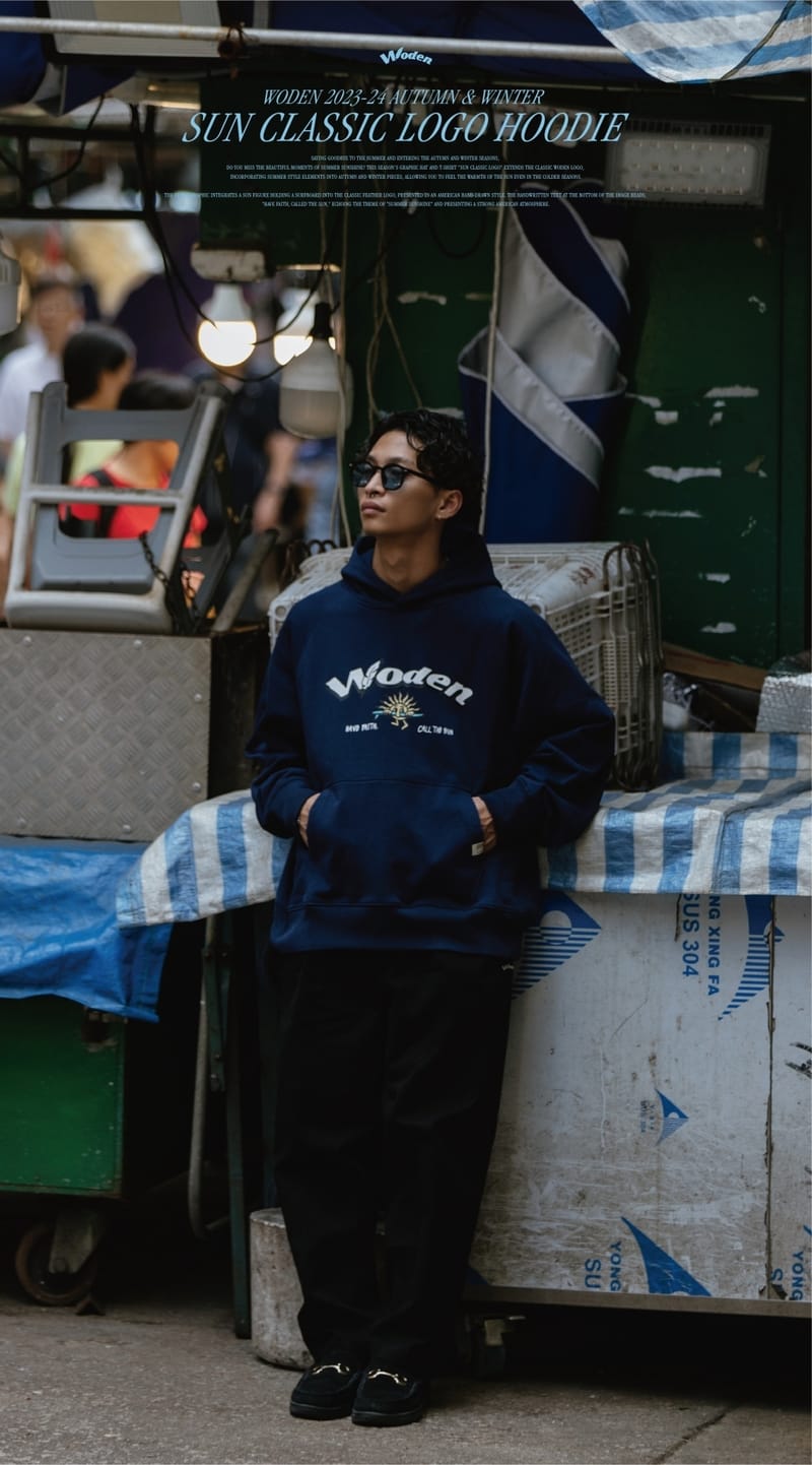 WODEN 2023-24 Autumn & Winter 015 SUN Classic LOGO Hoodie 藏青