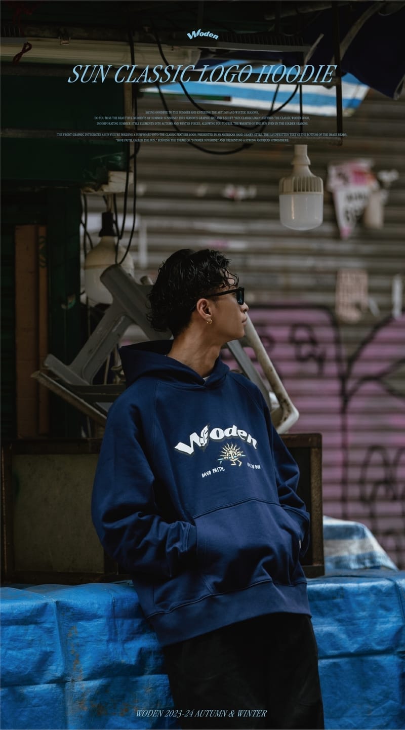 WODEN 2023-24 Autumn & Winter 015 SUN Classic LOGO Hoodie 藏青