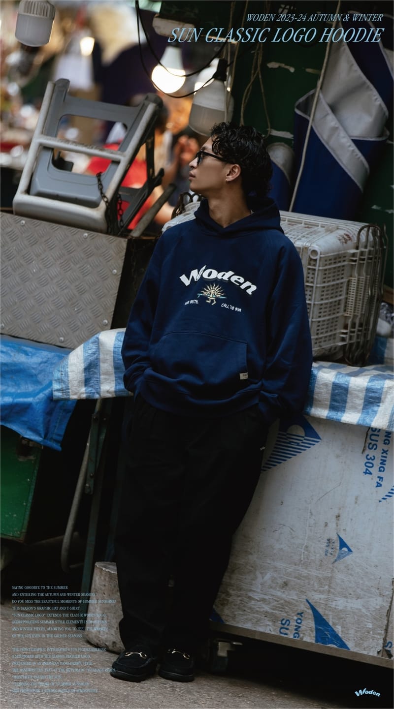 WODEN 2023-24 Autumn & Winter 015 SUN Classic LOGO Hoodie 藏青