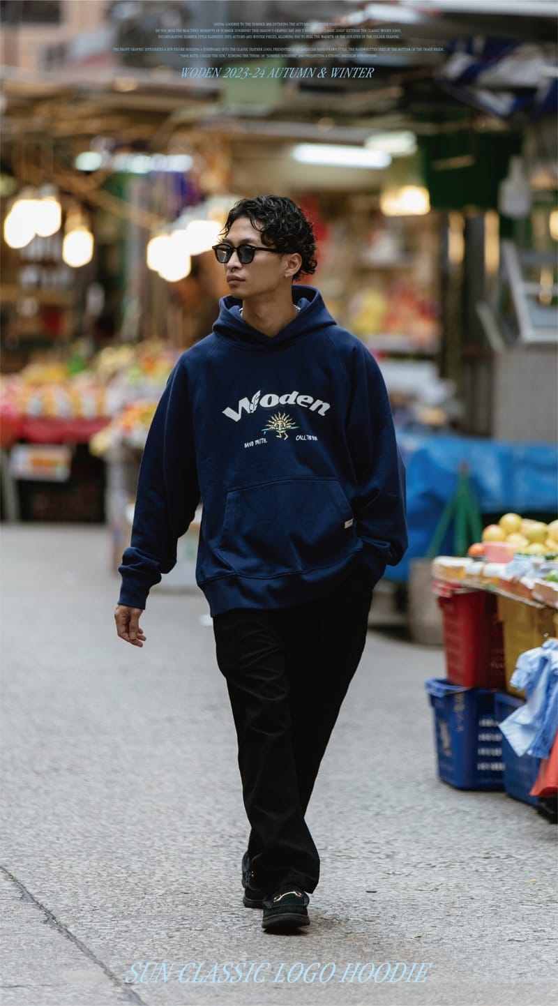WODEN 2023-24 Autumn & Winter 015 SUN Classic LOGO Hoodie 藏青