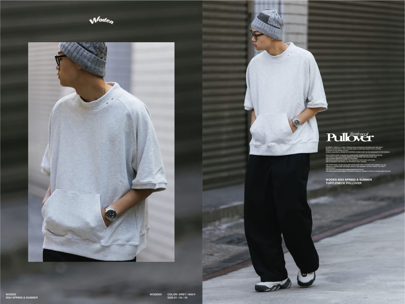 WODEN 2024 Spring & Summer 001 Turtleneck Pullover 灰色款
