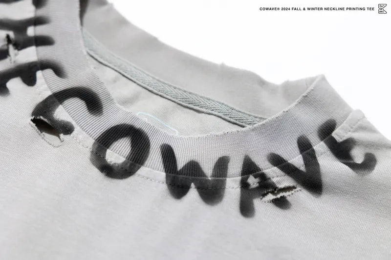 COWAVE 2025 Spring & Summer Neckline Printing Tee