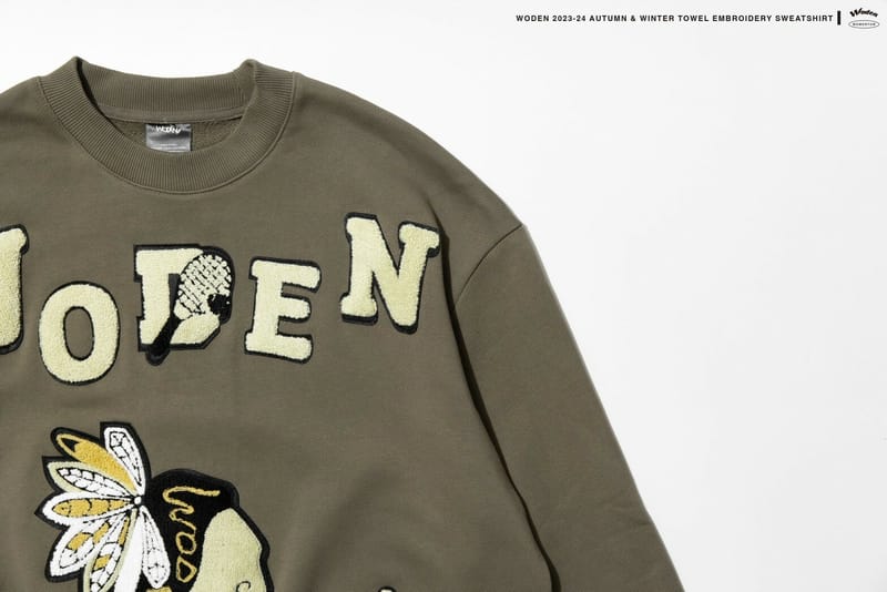 WODEN 2023-24 Autumn & Winter 029 Momentum Towel Embroidery Sweatshirt 綠色款