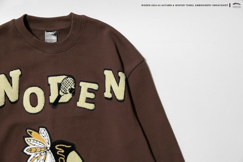 WODEN 2023-24 Autumn & Winter Momentum 029 Towel Embroidery Sweatshirt 咖啡色款