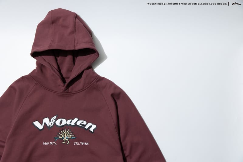 WODEN 2023-24 Autumn & Winter 015 SUN Classic LOGO Hoodie 酒紅