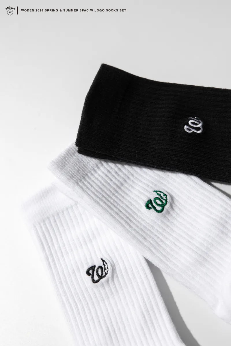 WODEN 2024 Spring & Summer 030 3Pac W LOGO Socks Set