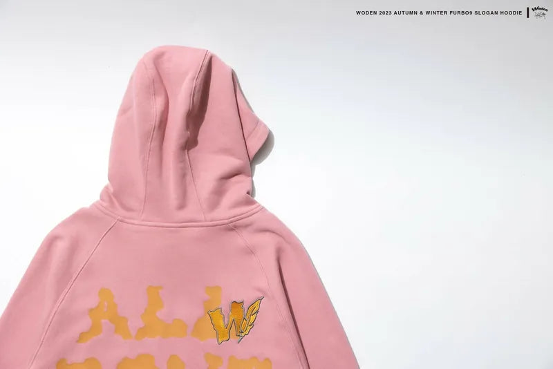 WODEN 2023-24 Autumn & Winte 046 Furbo9 Slogan Hoodie 粉