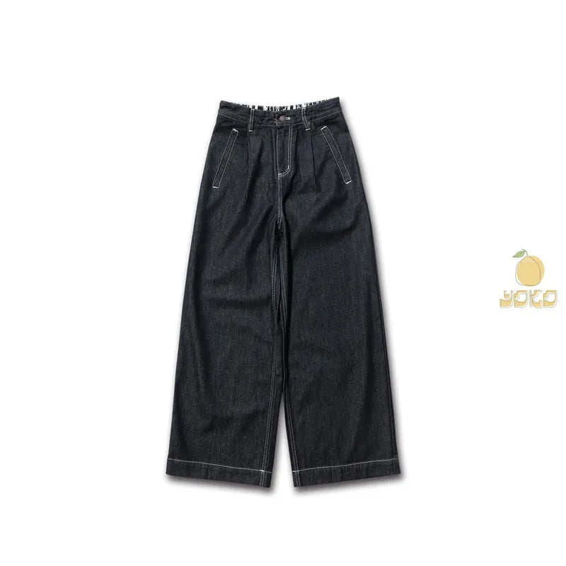 YOKO 翻折牛仔寬褲