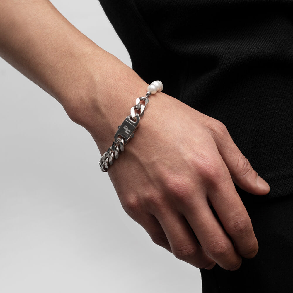 Recovery 9MM珍珠斜邊粗扁手錬