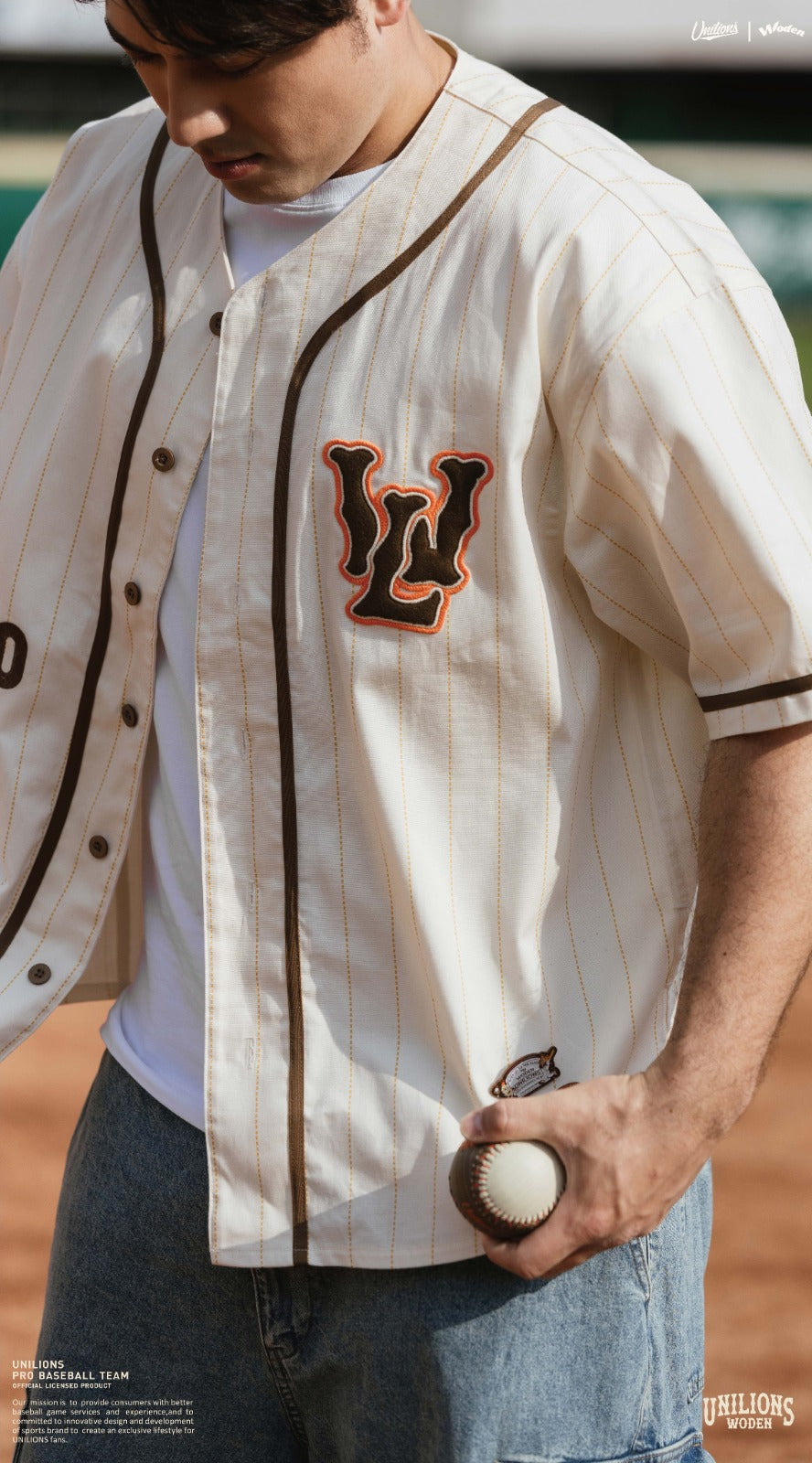 WODEN® X Unilions® 25SS Pin stripes Baseball Jersey