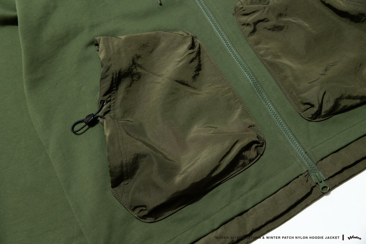WODEN 2023-24 Autumn & Winter 005 Patch Nylon Hoodie Jacket 綠色