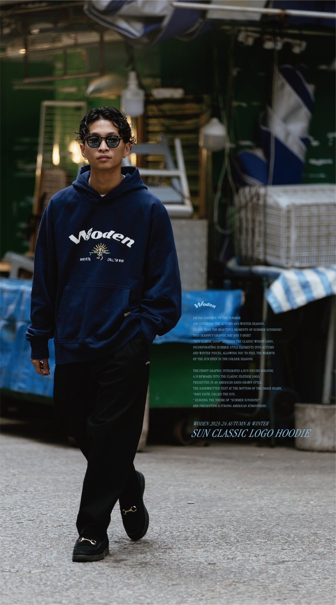 WODEN 2023-24 Autumn & Winter 015 SUN Classic LOGO Hoodie 藏青