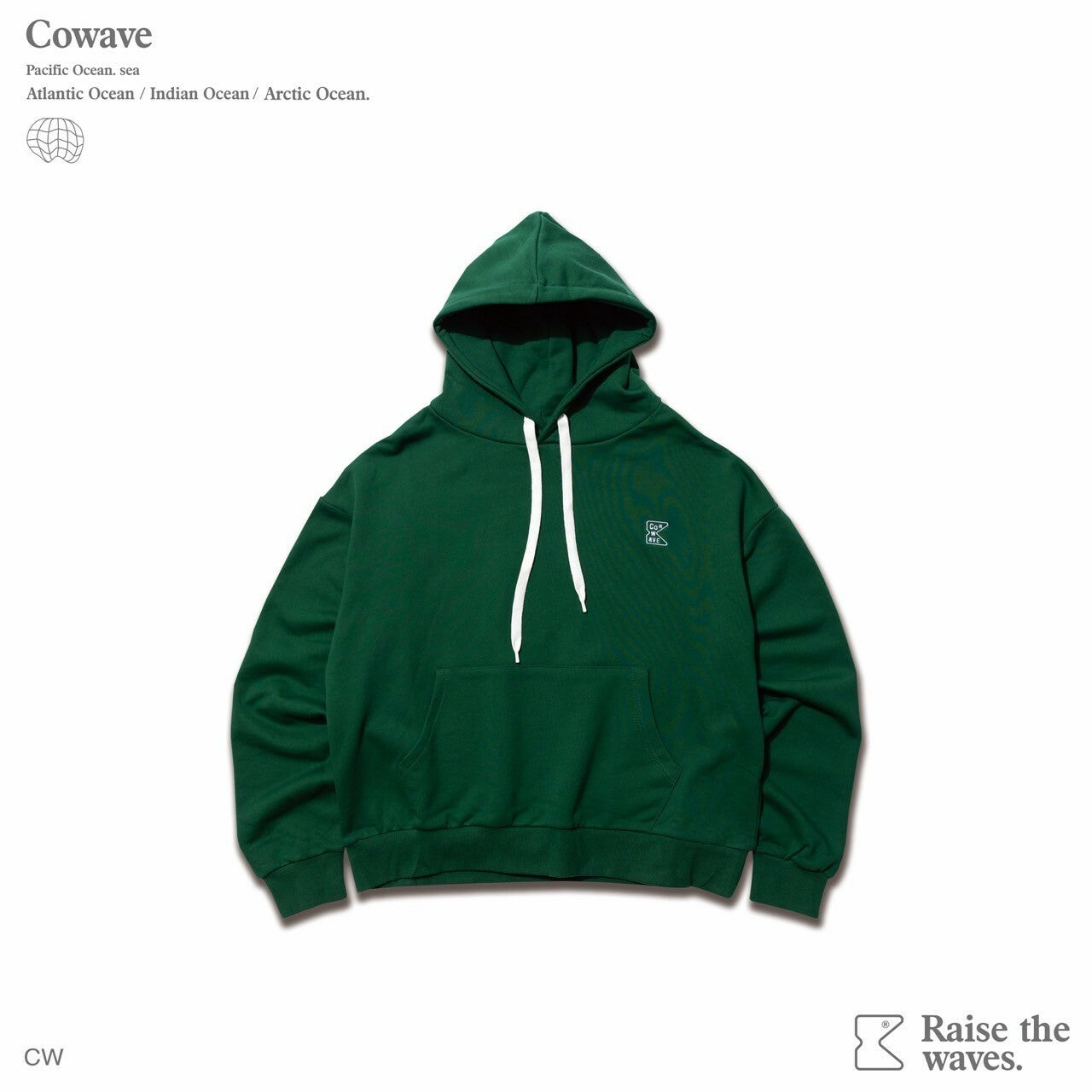 Cowave 2023-24 Fall & Winter Slogan font Hoodie 綠