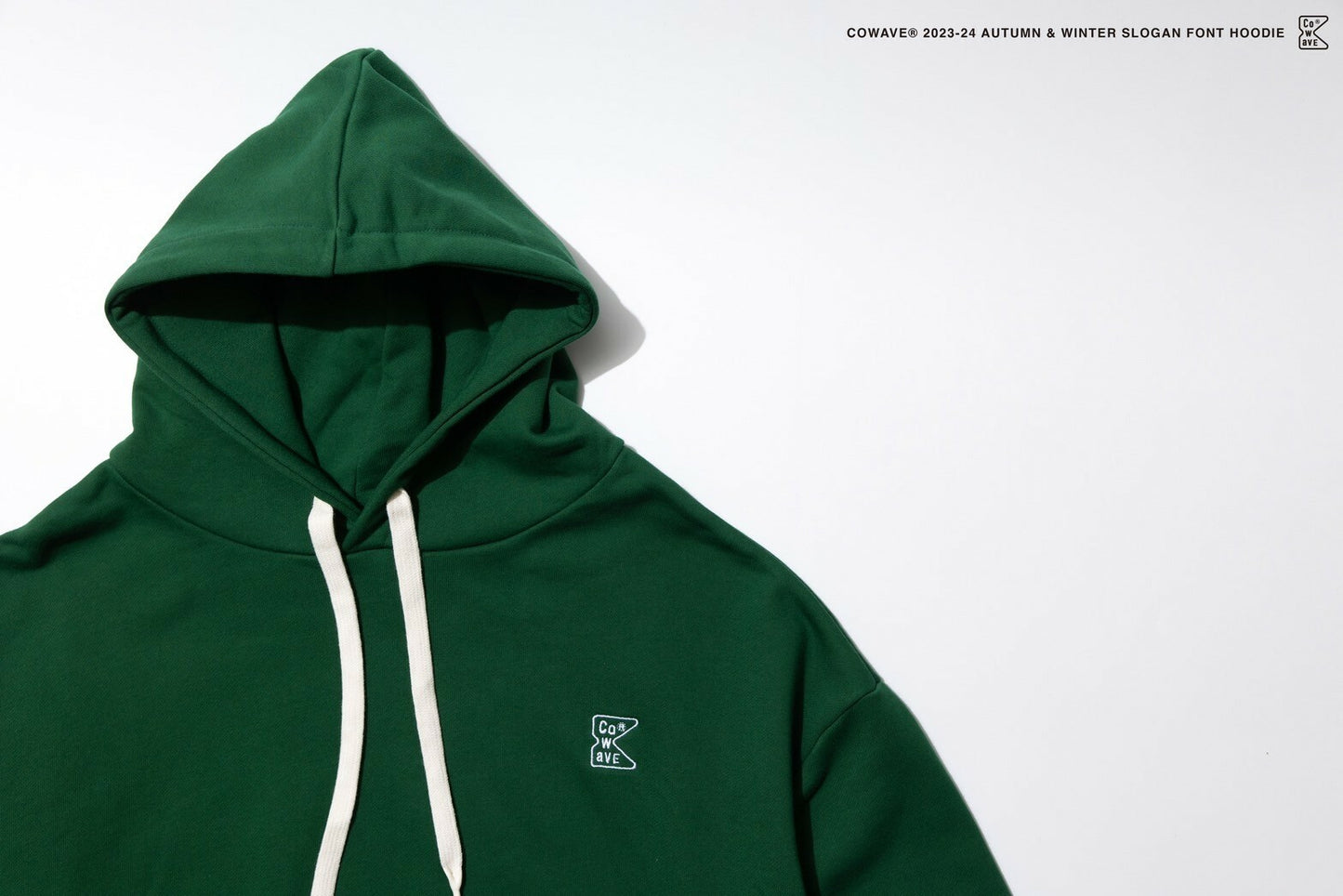 Cowave 2023-24 Fall & Winter Slogan font Hoodie 綠