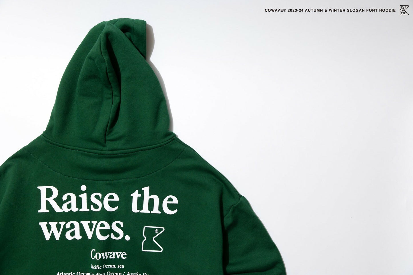 Cowave 2023-24 Fall & Winter Slogan font Hoodie 綠