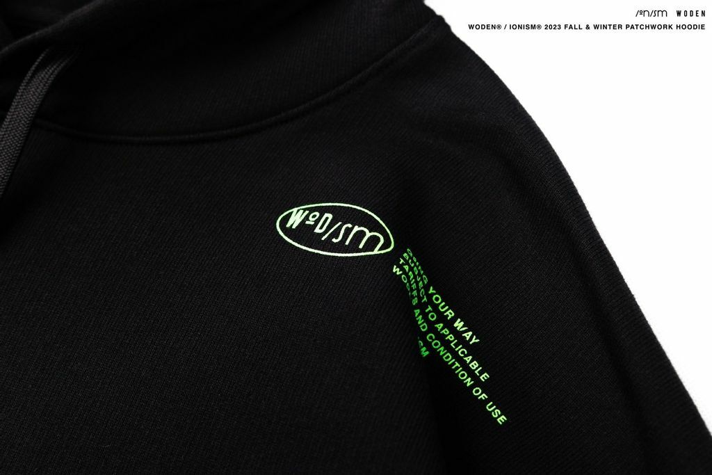 WODEN® / IONISM® 2023 Fall & Winter Patchwork Hoodie 黑