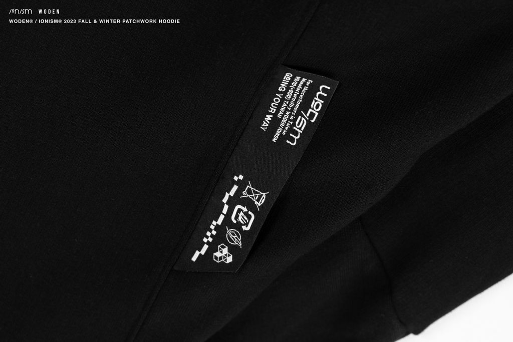WODEN® / IONISM® 2023 Fall & Winter Patchwork Hoodie 黑