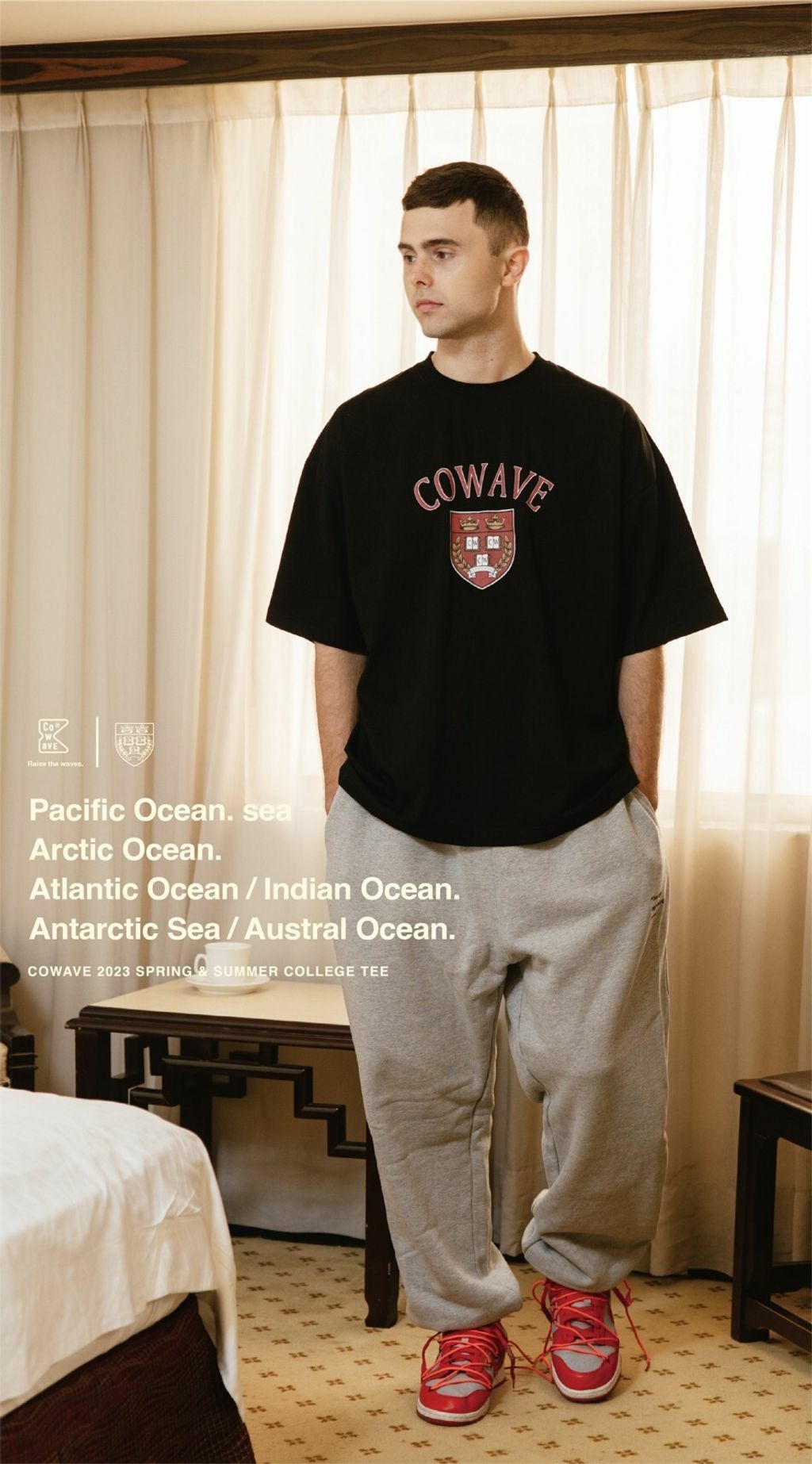 Cowave 2023 Spring & Summer College tee - BLACK